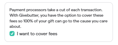 Uncheck the I want to cover fees checkbox
